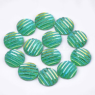 Resin Cabochons, Flat Round, Sea Green, 12x3~3.5mm(CRES-T012-05F)