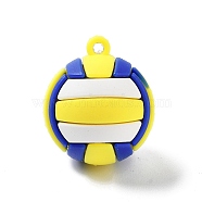 PVC Opaque Plastic Pendants, Volleyball, Yellow, 27x31~32mm, Hole: 3mm(KY-D022-03C)