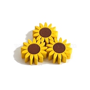 Spray Painted Wood Beads, Sunflower Bead, Yellow, 22mm(WOCR-PW0003-75B)