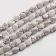Natural Howlite Beads Strands, Tumbled Stone, Nuggets, 6.5~9.5x5.5~7.5x3.5~5.5mm, Hole: 0.8mm, about 50pcs/Strand, 15.67 inch(39.8cm)(G-D0002-B34)