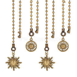 Alloy Ceiling Fan Pull Chain Extenders, Sun Pendant Decoration, with Iron Ball Chains, Bead Tips, Antique Bronze, 330~335x3mm, 2 style, 2pcs/style, 4pcs/set, 2 sets/box(FIND-AR0002-80)