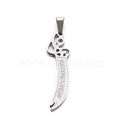 304 Stainless Steel Large Sword Pendants, Stainless Steel Color, 53x14x2mm, Hole: 5.5x10.5mm(STAS-E090-13P-B)