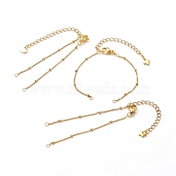 Handmade 304 Stainless Steel Satellite Chains Bracelets Making Accessories, with Lobster Claw Clasp & Chain Extender, Mixed Shape, Golden, 14.5x0.1cm(X-AJEW-JB01024)