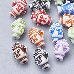 Craft Style Acrylic Beads, Buddha, Mixed Color, 12.5x10x8mm, Hole: 1.8mm(X-MACR-Q226-07)