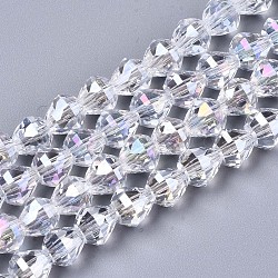 Electroplate Glass Beads Strands, AB Color Plated, Faceted, Teardrop, Clear AB, 8x8mm, Hole: 1.4mm, about 80~82pcs/strand, 24.41~25.19 inch(62~64cm)(EGLA-S194-04A-G01)