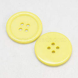 Resin Buttons, Dyed, Flat Round, Yellow, 34x4mm, Hole: 3mm, 98pcs/bag(RESI-D030-34mm-07)