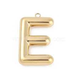 304 Stainless Steel Pendants, Ion Plating(IP), Letter Charm, Letter E, 38x23.5x6.5mm, hole: 2.3mm(STAS-I325-146G-E)