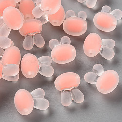 Transparent Acrylic Beads, Frosted, Bead in Bead, Rabbit Head, Salmon, 15.5x12x9.5mm, Hole: 2mm, about 480pcs/500g(TACR-S152-12C-SS2109)