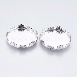 304 Stainless Steel Lace Edge Bezel Cups, Cabochon Settings, Flat Round, Stainless Steel Color, Tray: 20mm, 21x4mm(STAS-I097-061-20MM)