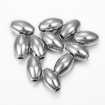 304 Stainless Steel Beads, Rice, Stainless Steel Color, 9.5x6mm, Hole: 2mm