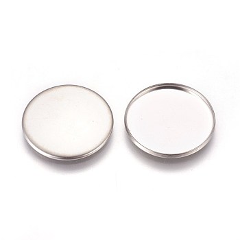 304 Stainless Steel Plain Edge Bezel Cups, Cabochon Settings, Flat Round, Stainless Steel Color, Tray: 25mm, 26.5x2mm