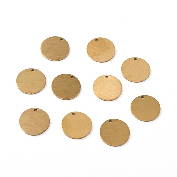 Ion Plating(IP) 304 Stainless Steel Pendants, Double Side Drawbench, Stamping Blank Tag, Flat Round, Golden, 12x1mm, Hole: 1mm