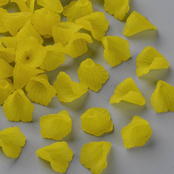 Transparent Acrylic Bead Caps, Trumpet Flower Beads, Frosted, Flower, Champagne Yellow, 19~20x18~19x17mm, Hole: 1.5mm