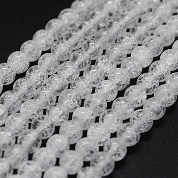 Natural Crackle Quartz Beads Strands, Round, 10mm, Hole: 1mm, about 39pcs/strand, 15.7 inch
