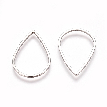 304 Stainless Steel Linking Rings, for Jewelry Making, Teardrop, Stainless Steel Color, 20x13x0.8mm, Inner Diameter: 18x11.5mm