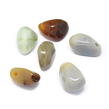 Natural Agate Pendants, Nuggets, Tumbled Stone, 23~32x16~22mm, Hole: 3mm