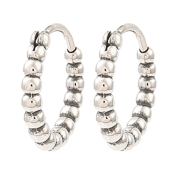 316 Surgical Stainless Steel Hoop Earrings, Antique Silver, 14.5x15.5x2.5mm