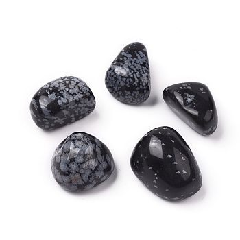 Natural Snowflake Obsidian Beads, Healing Stones, for Energy Balancing Meditation Therapy, Tumbled Stone, Vase Filler Gems, No Hole/Undrilled, Nuggets, 20~35x13~23x8~22mm