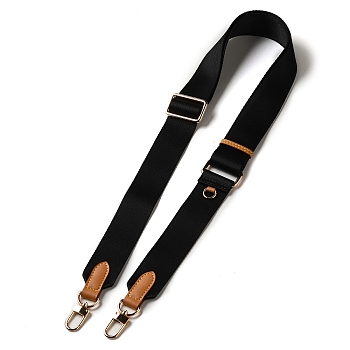 Nylon Adjustable Bag Straps, with Alloy Swivel Clasps, Black, 88.5~136x3.7x0.15cm