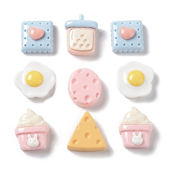 Opaque Resin Decoden Cabochons, Imitation Food, Ice Cream & Egg & Drink, Mixed Shapes, Mixed Color, 12.5~16x12.5~16x4.5~6mm