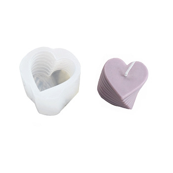 DIY Candle Food Grade Silicone Molds, foor Scented Candle Making, Stacking Heart, White, 65x70x50mm