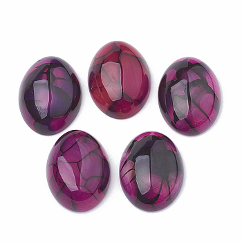 Natural Agate Cabochons,  Dyed, Oval, Medium Violet Red, 25x18x7.5~8mm