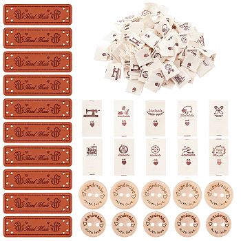 Elite Clothing Size Labels, with Wooden Buttons, Mixed Patterns, Clothing Size Labels: 224pcs