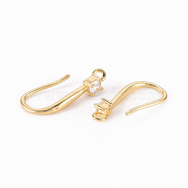 Brass Micro Pave Clear Cubic Zirconia Earring Hooks(X-ZIRC-S068-003-NF)-2