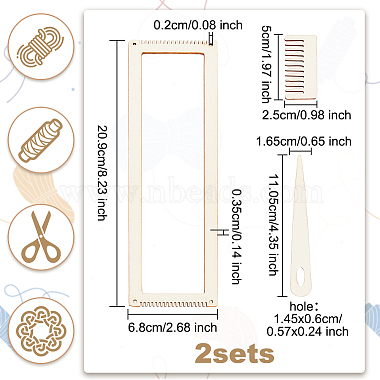 Rectangle Wooden Weaving Loom Sets(WOOD-WH0029-11)-2