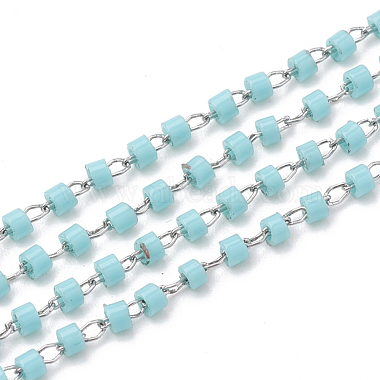 SkyBlue Stainless Steel+Glass Handmade Chains Chain