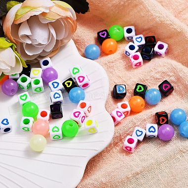 450pcs 18 couleurs perles européennes acryliques opaques(MACR-SZ0001-17)-3