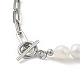 Collar de cuentas de perlas barrocas naturales con 304 cadena de clip de acero inoxidable para mujer(NJEW-JN04108)-5