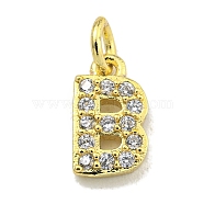 Letter Brass Micro Pave Clear Cubic Zirconia Pendants, Jump Ring, Real 18K Gold Plated, Letter B, 8x5x2mm, Jump Ring: 4x0.9mm, Hole: 2.5mm(KK-K354-06G-B)