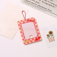 Acrylic Photocard Sleeve Keychain, with Ball Chains and Rectangle Clear Window, Rectangle, Cerise, Cherry Pattern, 105x75mm(ZXFQ-PW0001-090C)