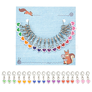 Heart Acrylic Pendant Stitch Markers, Crochet Lobster Clasp Charms, Mixed Color, 3.4cm, 18pcs/set(HJEW-AB00607)