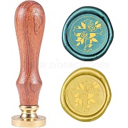 Wax Seal Stamp Set, Sealing Wax Stamp Solid Brass Head,  Wood Handle Retro Brass Stamp Kit Removable, for Envelopes Invitations, Gift Card, Flower, 80x22mm(AJEW-WH0131-883)