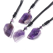 Natural Amethyst Dagger Shape Pendant Necklace, Gemstone Jewelry for Women, 14.76 inch(37.5cm)(G-E588-02C)
