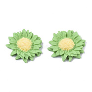 Opaque Resin Cabochons, Flower, Light Green, 36x33x7.5mm(CRES-T022-17B)