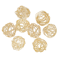 16Pcs Wire Wrapped Brass Pendants, Ball, Real 14K Gold Plated, 13~15mm(KK-BC0011-60)