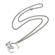 201 Stainless Steel Necklace, Letter C, 23.74 inch(60.3cm) p: 28.5x29.5x1.3mm(NJEW-Q336-01C-P)