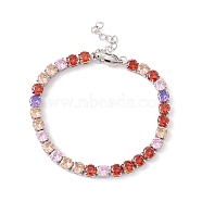 Classic Cubic Zirconia Tennis Bracelet, Vacuum Plating 304 Stainless Steel Jewelry for Women, Stainless Steel Color, Colorful, 7-1/8 inch(18cm)(BJEW-G639-01E-P)