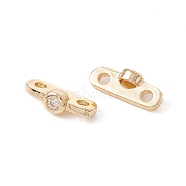 Rack Plating Brass Pave Clear Cubic Zirconia Connector Charms, Long-Lasting Plated, Cadmium Free & Lead Free, Oval, Real 14K Gold Plated, 10.5x4x3mm, Hole: 1.5mm(X-KK-G433-04LG)