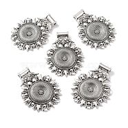 Tibetan Style Alloy Chandelier Component Links, Flower, Antique Silver, 63x50x8mm, Hole: 3mm and 4mm(PALLOY-E460-27AS)