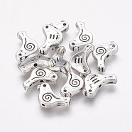 Tibetan Style Alloy Beads, Lead Free & Nickel Free & Cadmium Free, Bird, Antique Silver, 9mm long, 15mm wide, 2.5mm thick, Hole: 1.5mm(X-AB5587Y-NF)