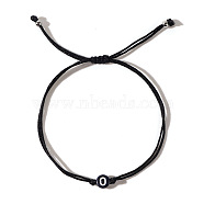 Acrylic Letter O Adjustable Braided Cord Bracelets for Men, Black(GX4208-15)