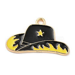 Light Gold Plated Alloy Enamel Pendants, Hat, 15x25.5x1.5mm, Hole: 1.6mm(ENAM-L041-01A)