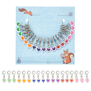 Heart Acrylic Pendant Stitch Markers, Crochet Lobster Clasp Charms, Mixed Color, 3.4cm, 18pcs/set