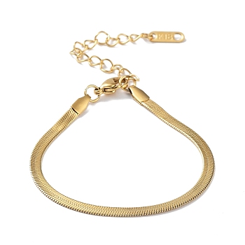 316 Surgical Stainless Steel Herringbone Chain Bracelet, Golden, 6-1/8 inch(15.5cm)