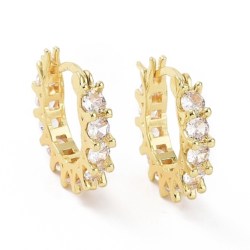 Cubic Zirconia Hoop Earrings, Golden Brass Jewelry for Women, Golden, 20x3.5x22mm, Pin: 0.9~1.4x16mm