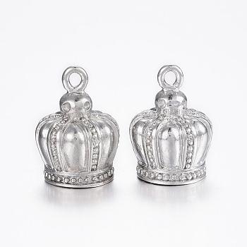 304 Stainless Steel Pendant Rhinestone Settings, Crown, Stainless Steel Color, 20x14mm, Hole: 2mm, Fit for 1mm Rhinestone